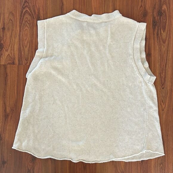 Zara beige cream sleeveless cropped sweater knit oatmeal color size small - Picture 4 of 4